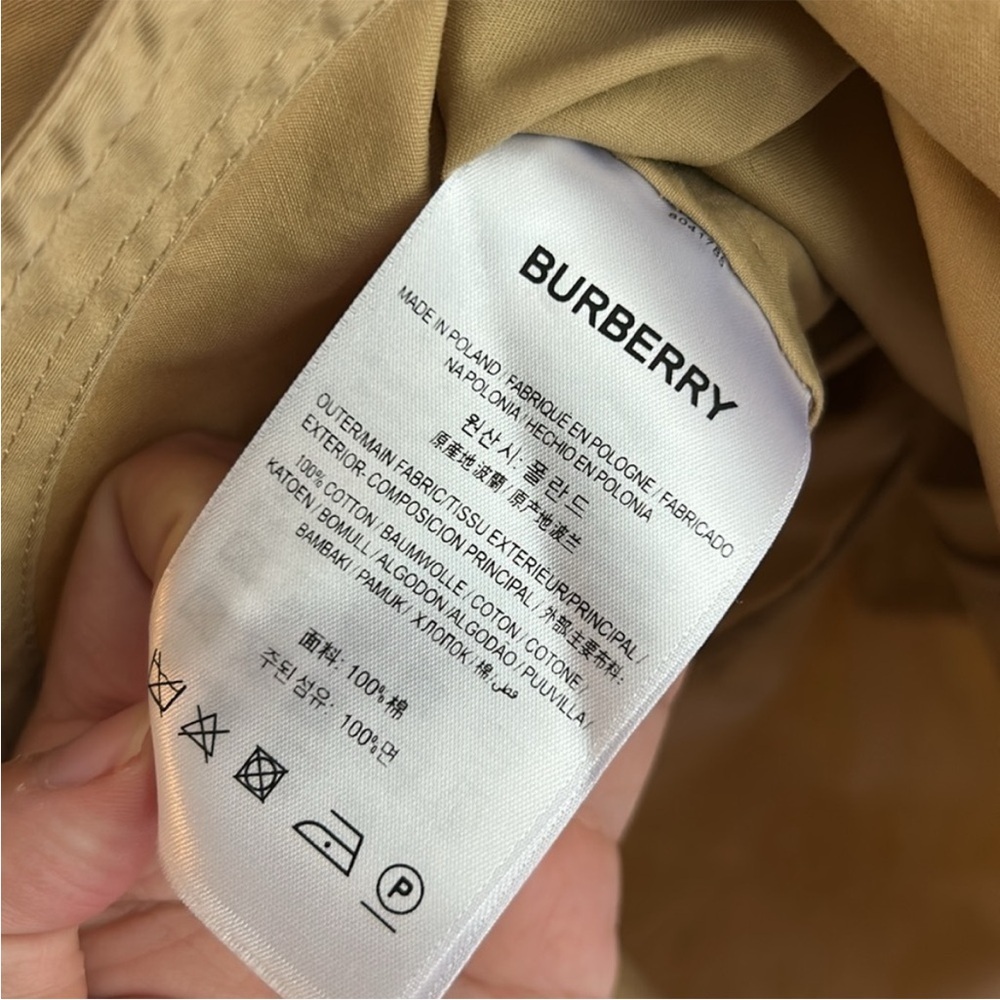 BURBERRY Abbie Smoke Stitch Cotton Twill Dress with Graphic Logo in Khaki Size 6 - Picture 6 of 7